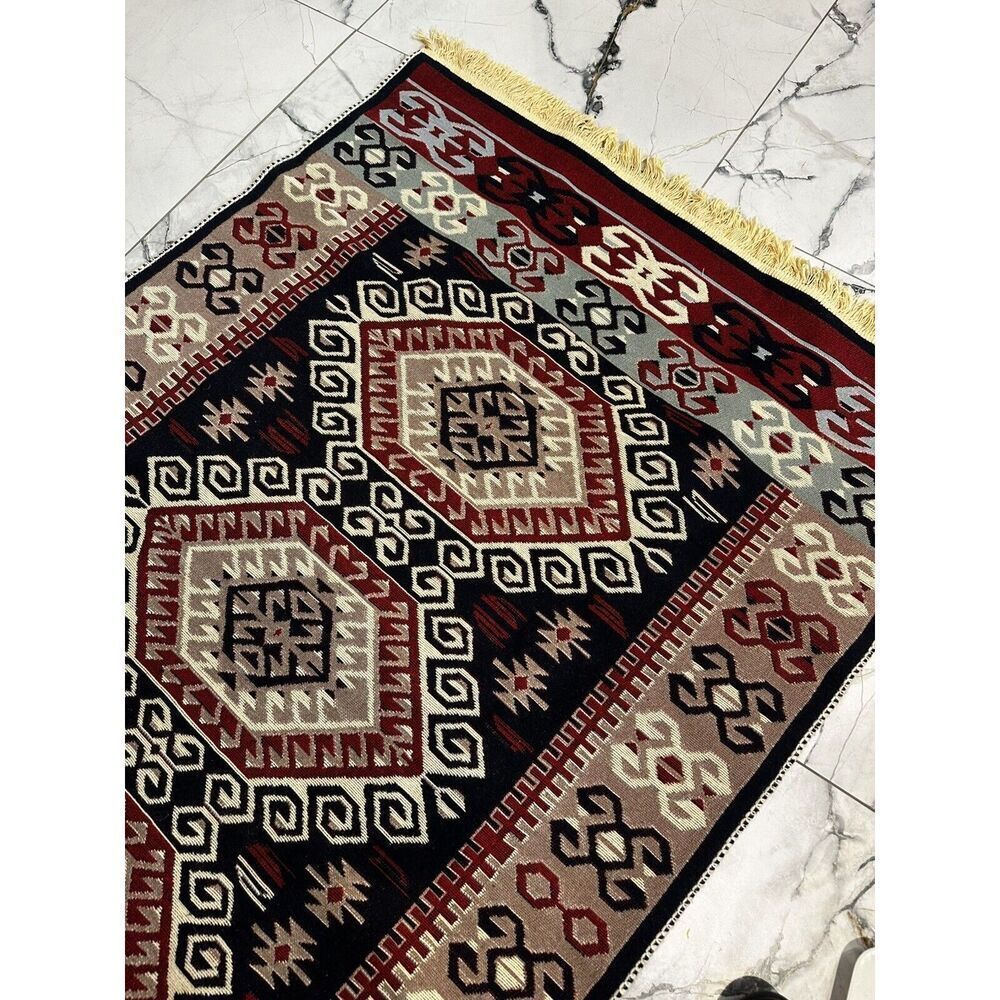 Handmade Reversible 3 X 5 Blanket Rug Aztec Style Rug Thin Cotton Rug Throw Rug